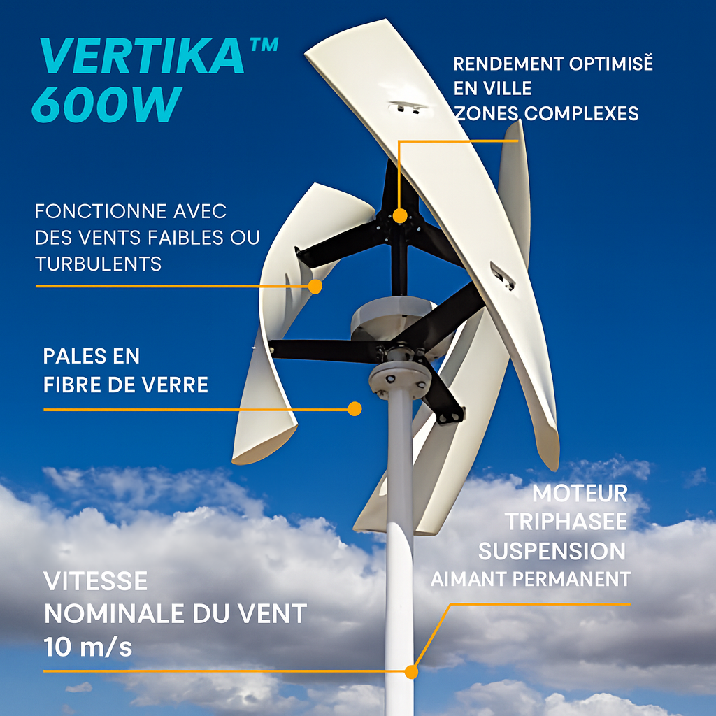 Eolienne VERTICALE - Vertika™ 600W - 12V/24V