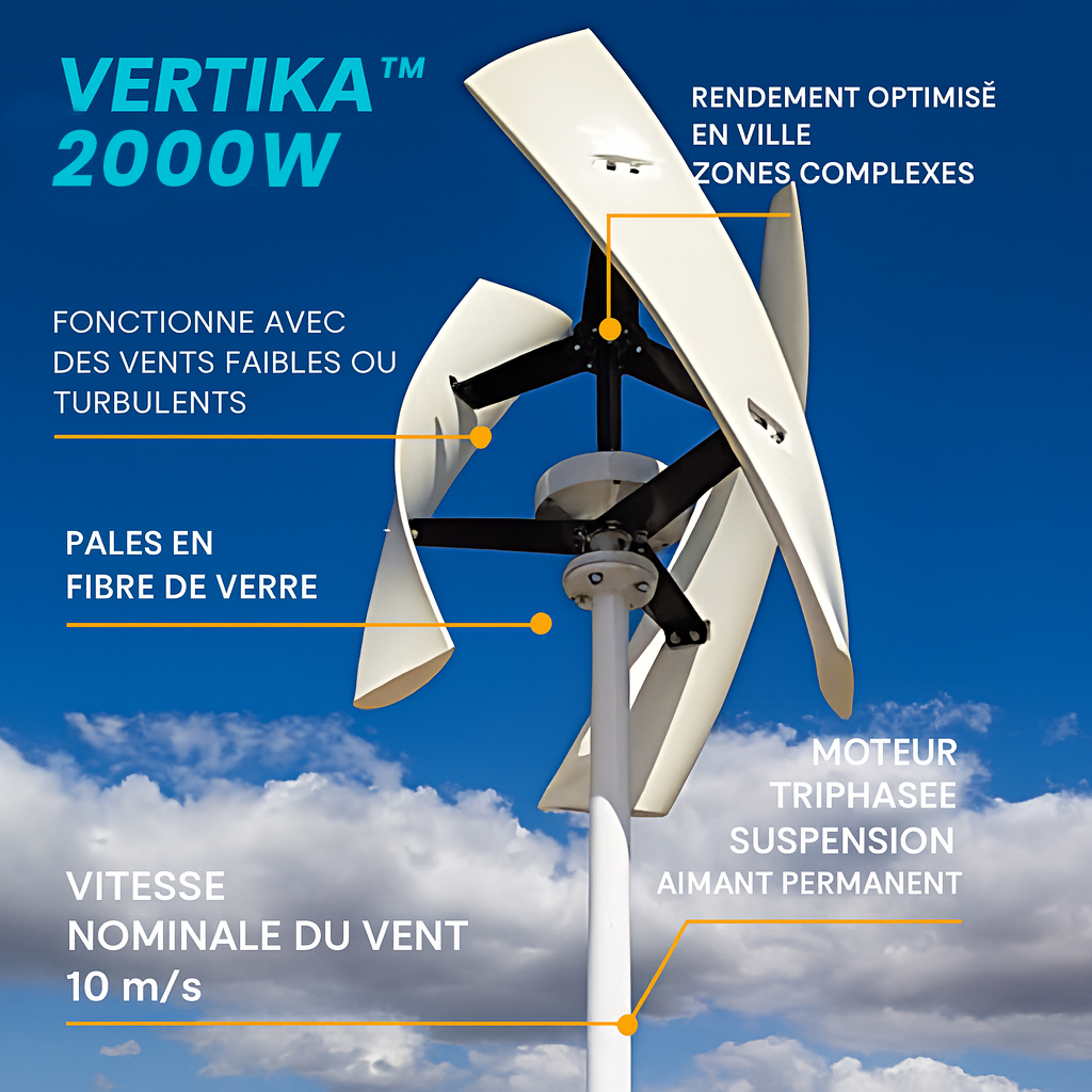 Eolienne VERTICALE - Vertika™ 2000W - 12V/24V/48V/96V/120V